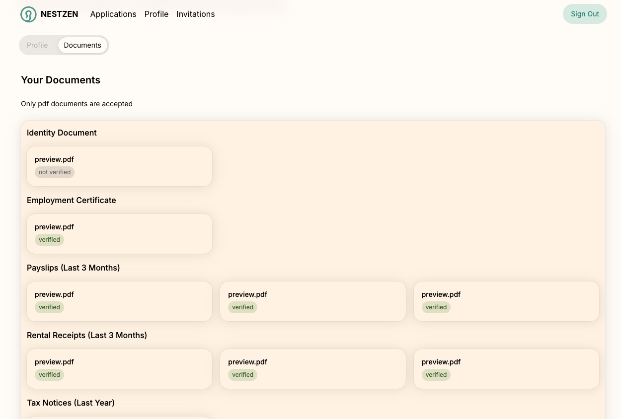 Document upload screenshot