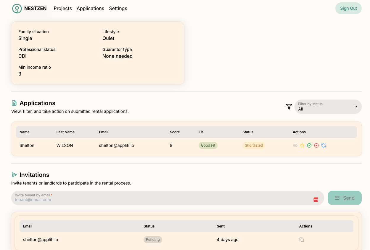 Invitations screenshot